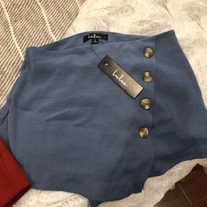 Melita Slate Blue Button-Front Skort